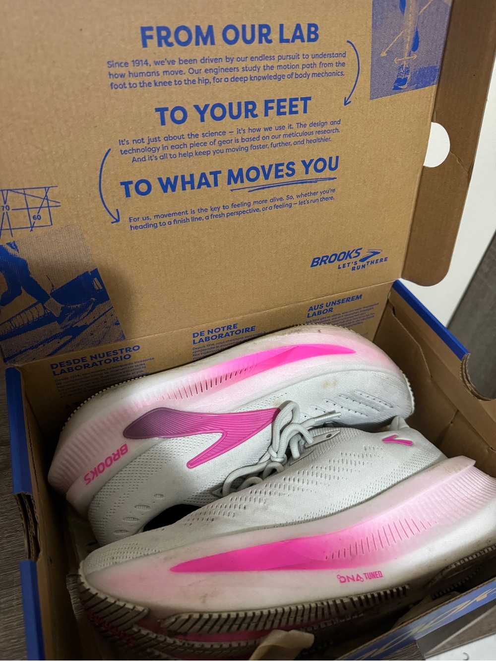 Brooks Women’s White and Hot Pink Running Sneakers